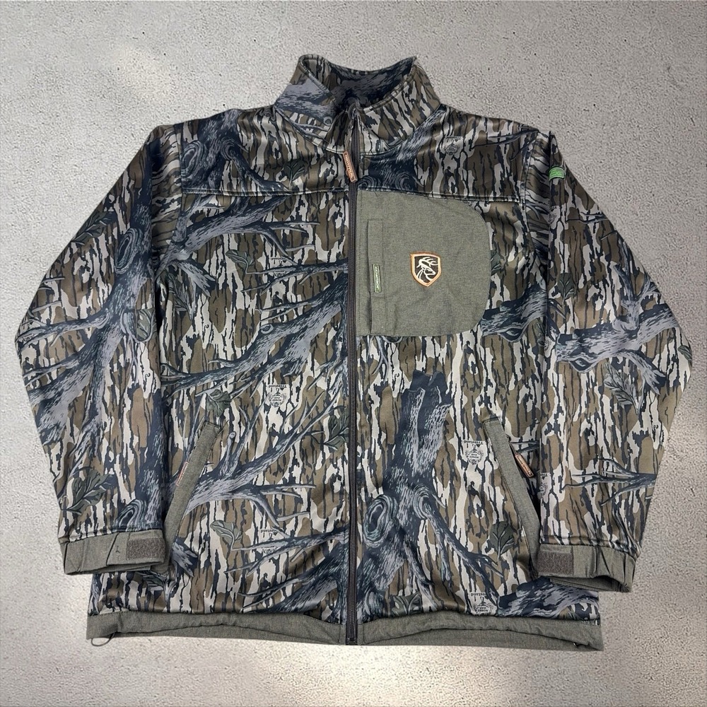 Drake Non-Typical Hunting Jacket Men's Large Mossy Oak Treestand Camo Full Zip